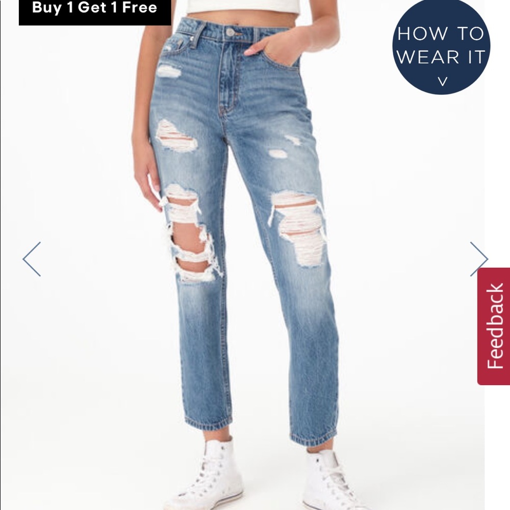 Brand New with Tags Aeropostale Mom Jeans Size 4 Regular, Medium Blue Wash